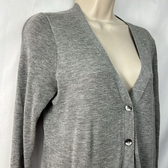 Loft Gray long button front cardigan sweater with pockets EUC size small - Picture 2 of 12